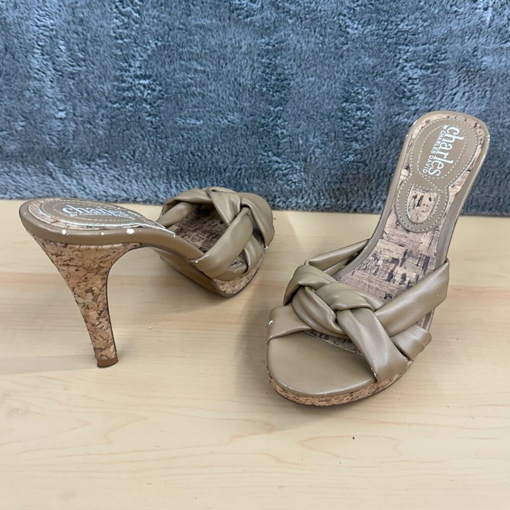 Charles by Charles David Tan Twisted Knot Cork Heel